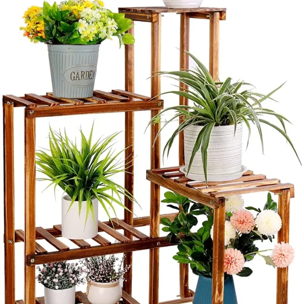 6 Tier Wood Plant Shelves