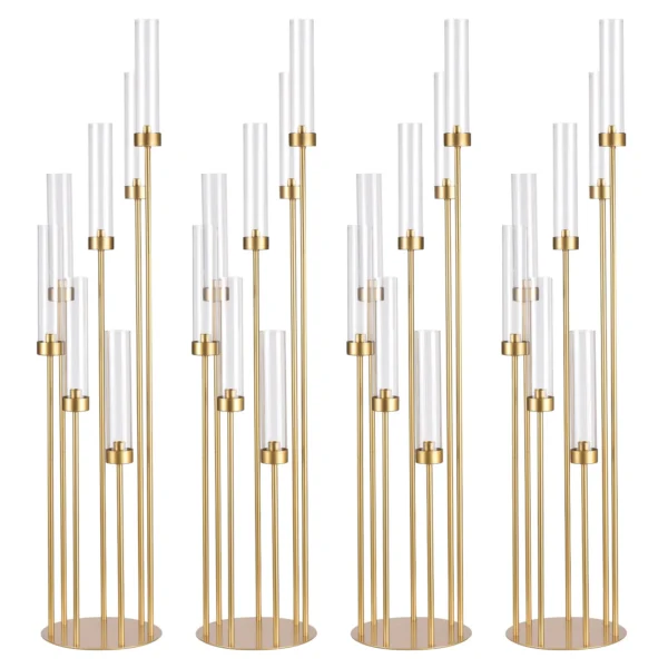 4 Sets 7 Arms Candelabra, Gold 48" Tall