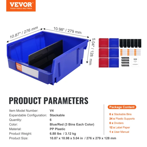 6pcs Garage Storage Bin