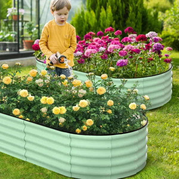 2-Pack Oval Galvanized Steel Raised Garden Bed