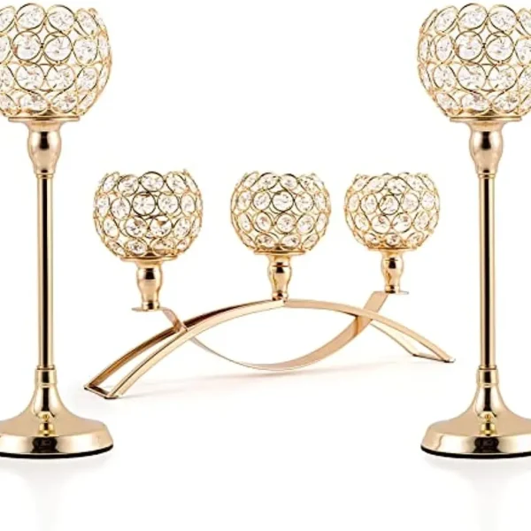 3-Arm Candle Holder, Gold