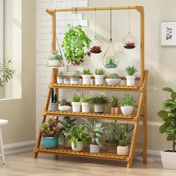 Folding Bamboo Plant Stand